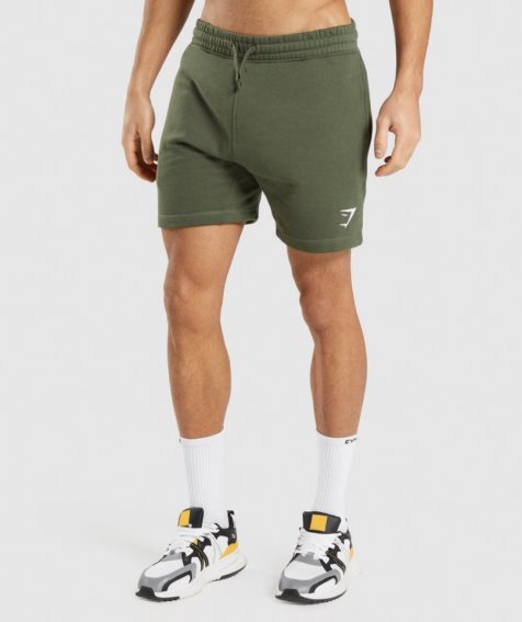 Men's Gymshark Crest Shorts Olive | CA 753016